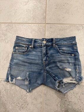 American Eagle Outfitters Light Blue Distressed Denim Shorts